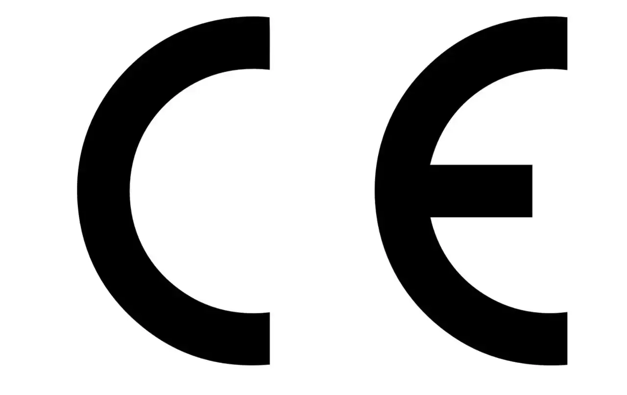 Symbol CE, oznaczający zgodność z normami Unii Europejskiej. Ten certyfikat europejski gwarantuje bezpieczeństwo produktu.