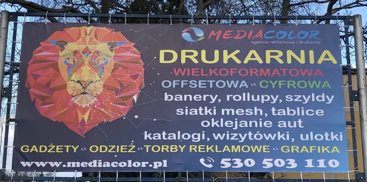 Baner reklamowy wymiary: drukarnia wielkoformatowa, offsetowa, cyfrowa. Oferuje banery, rollupy, szyldy, gadżety, odzież, torby, grafika.
