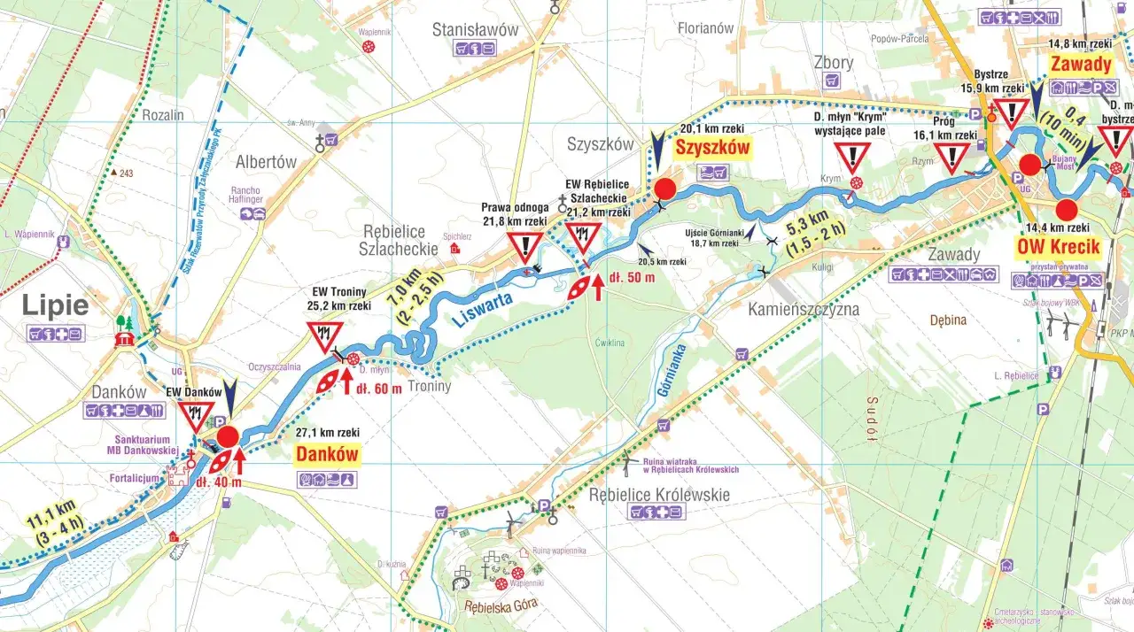 mapa tras kajakowych śląsk