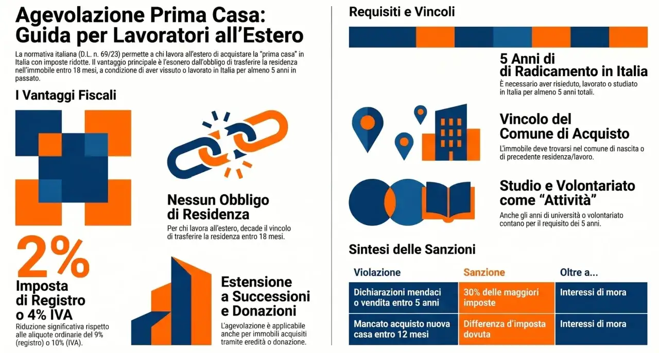 Guida acquisto prima casa per lavoratori estero: agevolazioni prima casa senza residenza, imposte ridotte e nessun obbligo di trasferirsi subito.