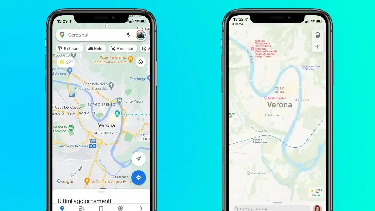 Smartphone con app di mappe e recensioni