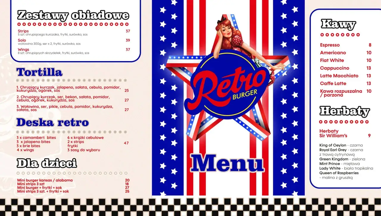 Przykładona karta menu restauracji
