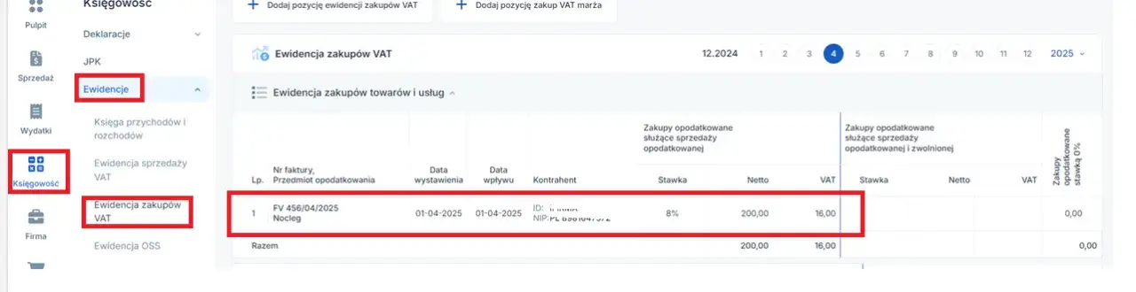 rozliczanie VAT usługi dodatkowe hotel