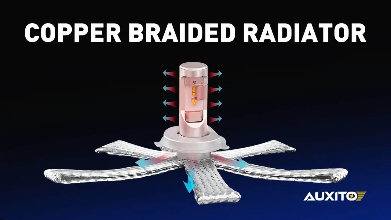 Chłodzenie żarówki LED: miedziany radiator odprowadza ciepło, pokazując, czy żarówki LED się grzeją i jak sobie z tym radzą.