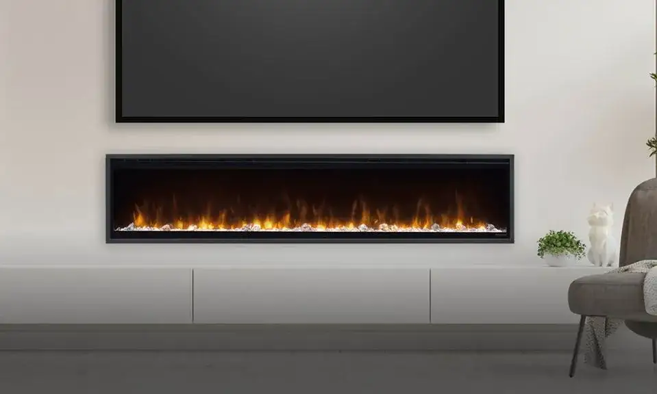 ściana RTV z kominkiem elektrycznym inspiracje