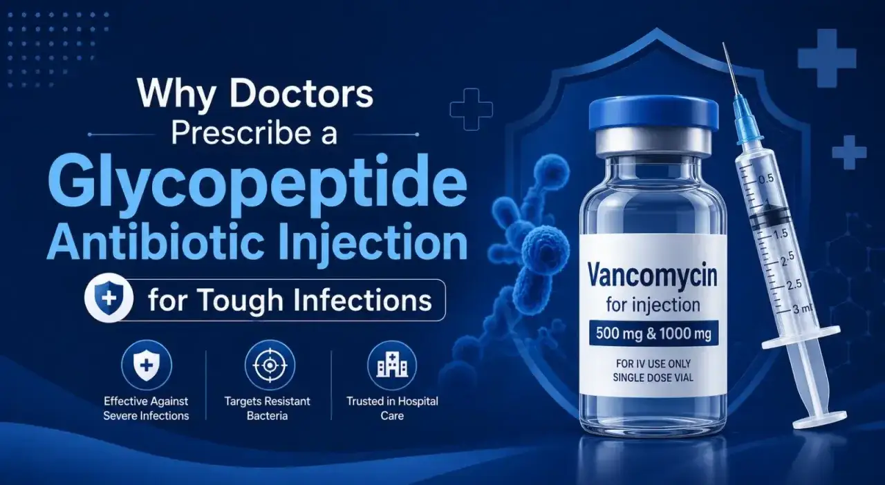 Wankomycyna, antybiotyk glikopeptydowy, skuteczny w leczeniu ciężkich infekcji i opornych bakterii. Zaufany w opiece szpitalnej.