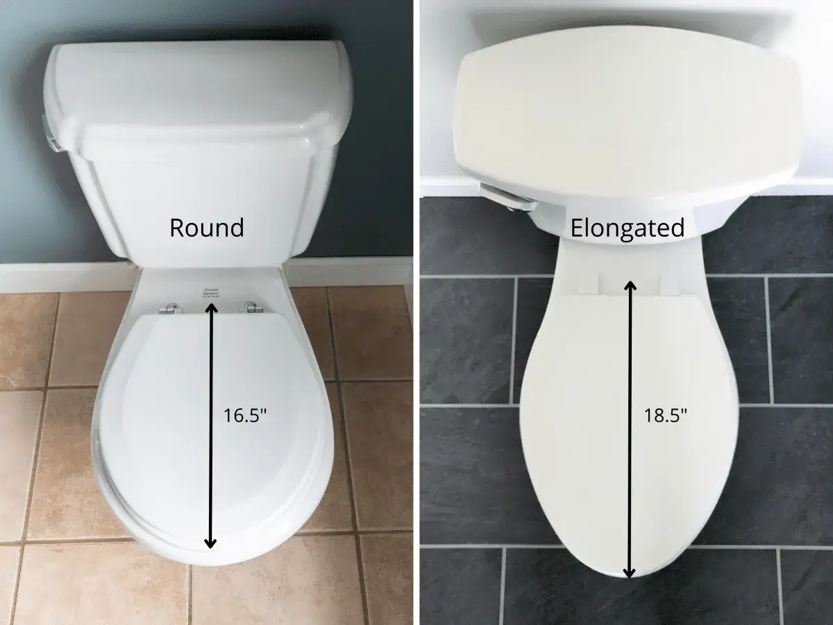 Comparaison de deux cuvettes de WC : une ronde (16.5