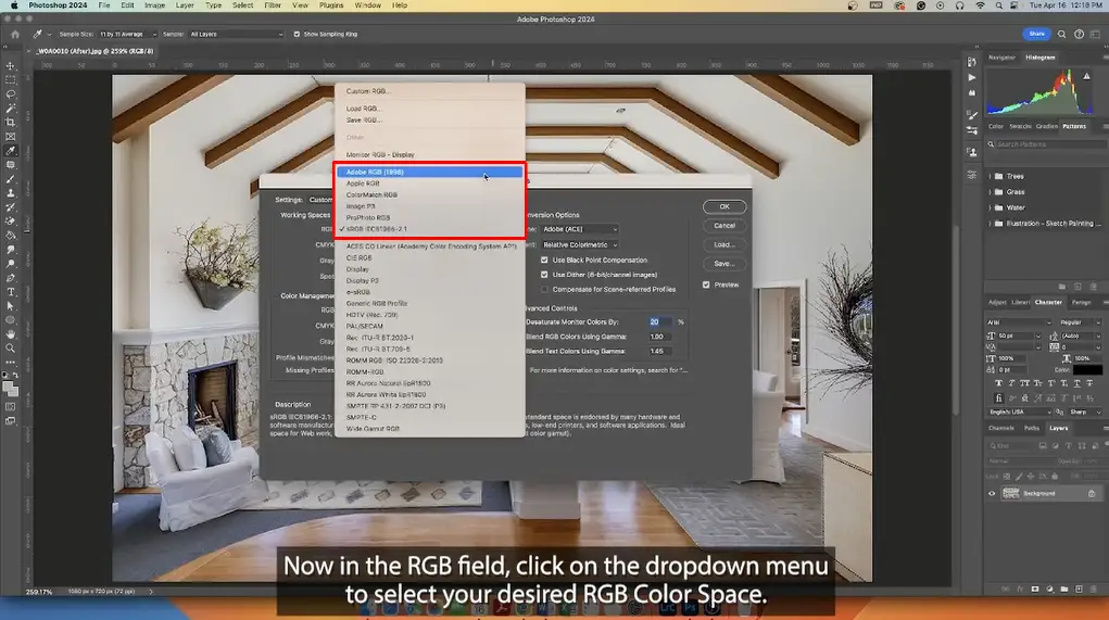 Adobe Photoshop change color mode