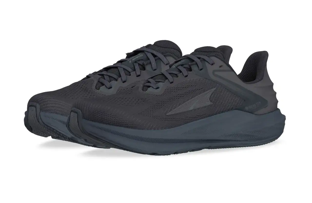 Ciemnoszare buty do biegania Altra Torin z membraną Gore-Tex, idealne na każdą pogodę.