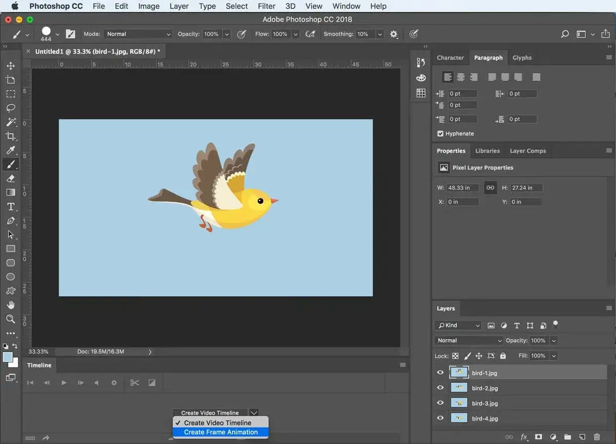 Photoshop import wideo do GIFa