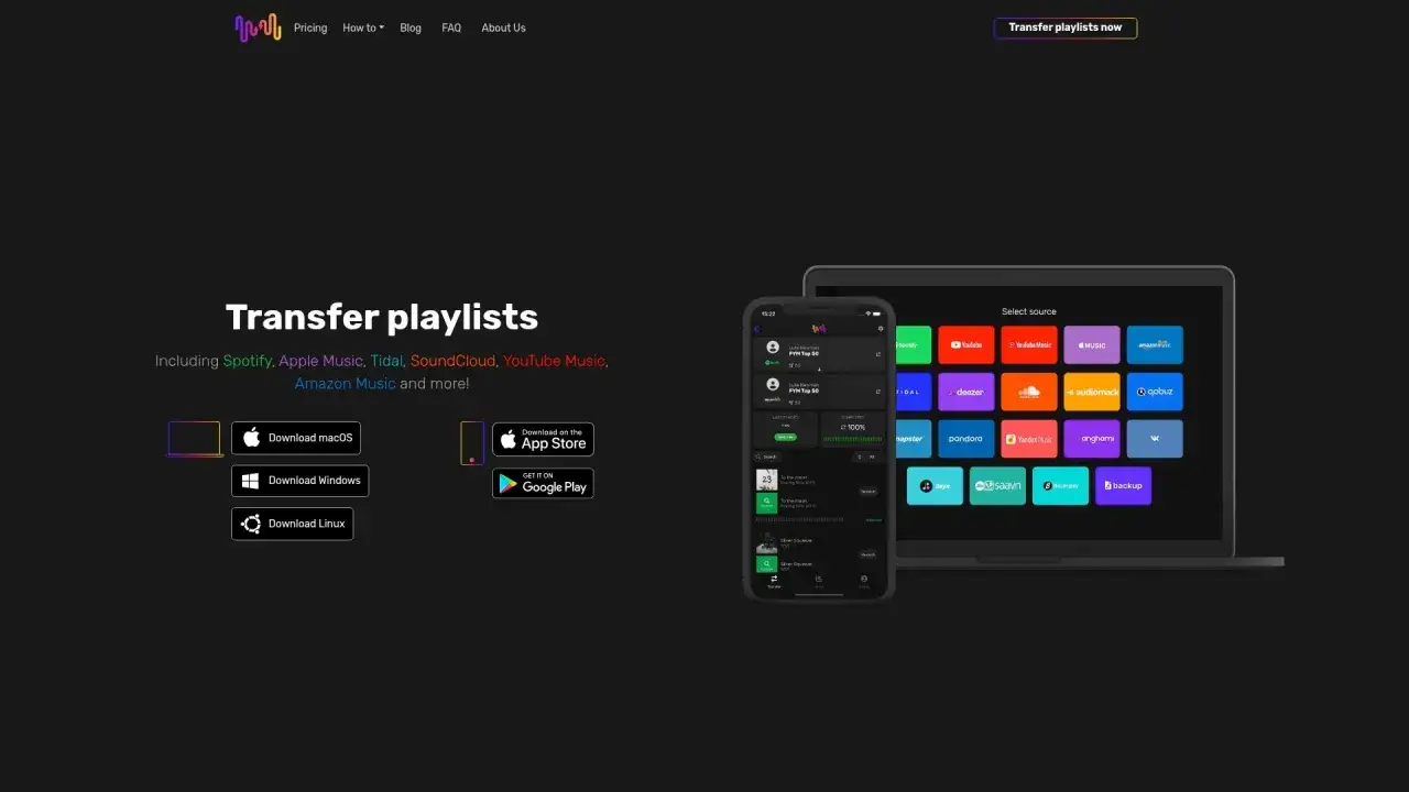 Przenieś swoją muzykę na komputer z różnych platform, takich jak Spotify, Apple Music, YouTube Music.