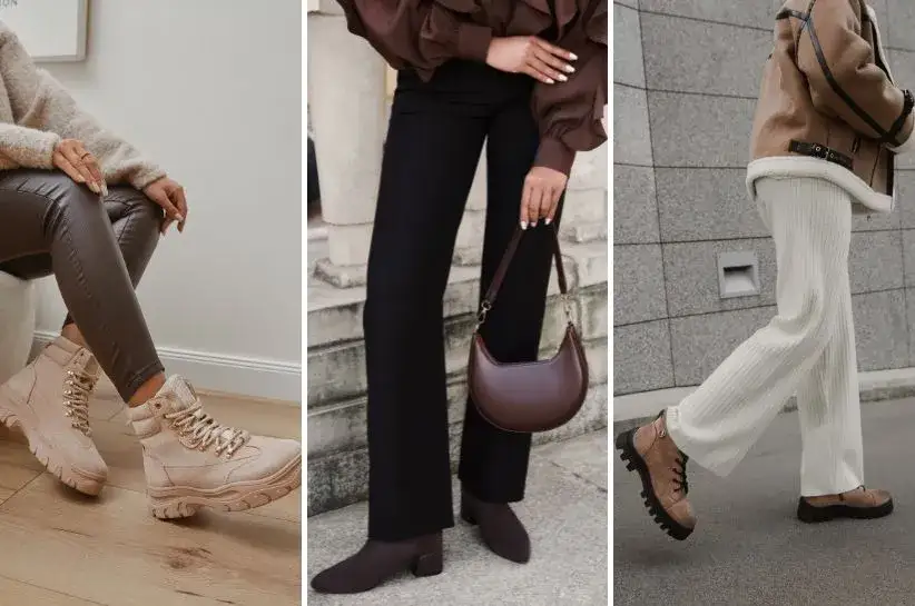 Eleganckie spodnie i botki stylizacje do pracy