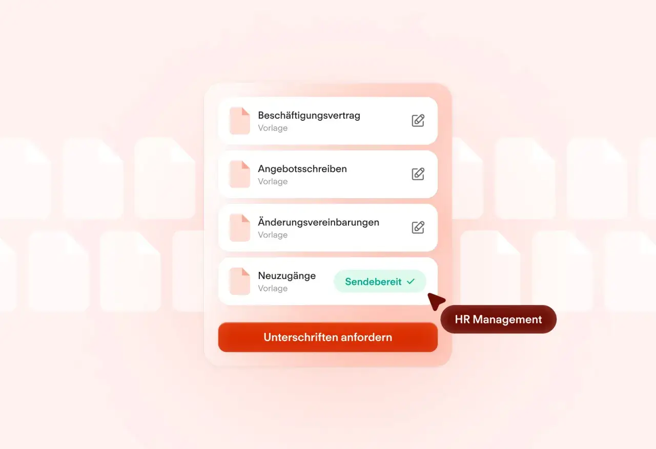 HR Management: Vorlagen für Beschäftigungsverträge, Angebote, Änderungen und Neuzugänge. Eine Nebenabrede zum Arbeitsvertrag kann hier verwaltet werden.