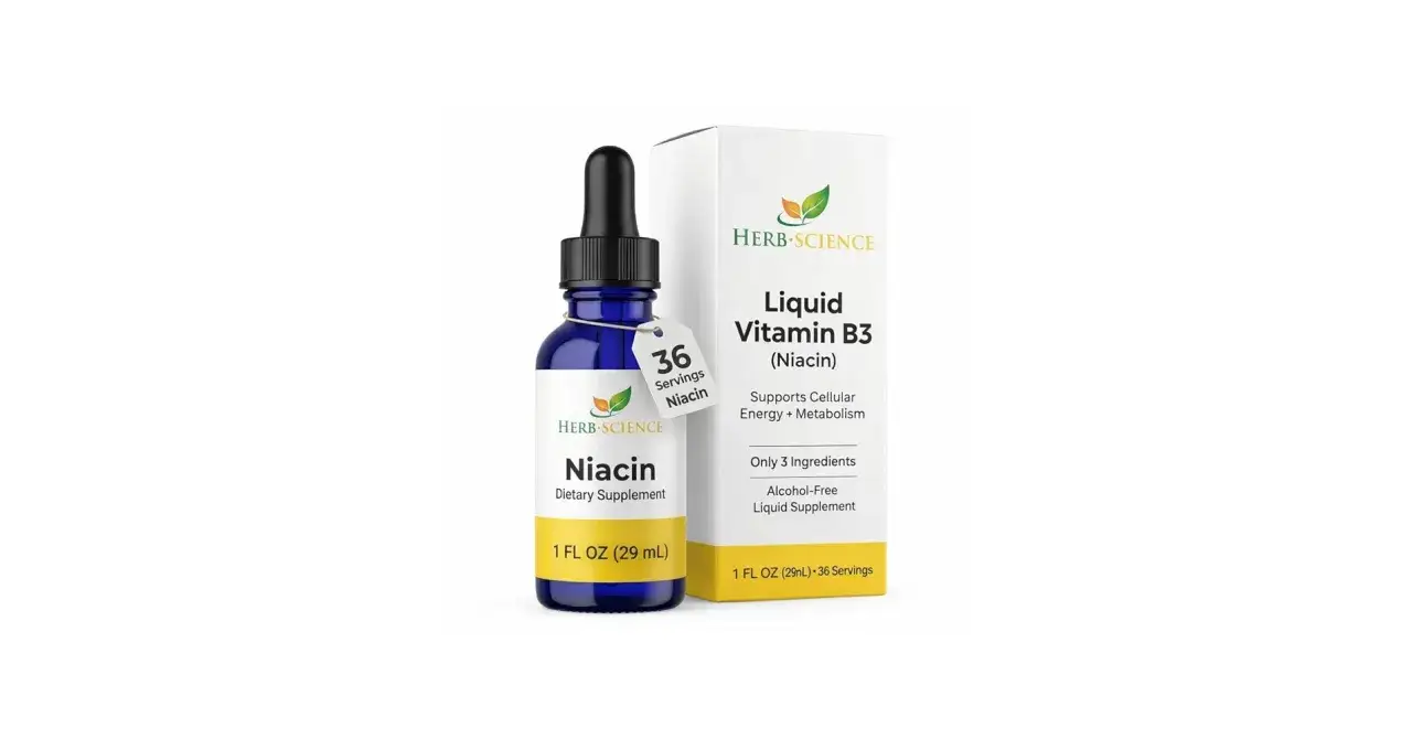 Niacyna w płynie od Herb Science, suplement diety wspierający energię komórkową i metabolizm.