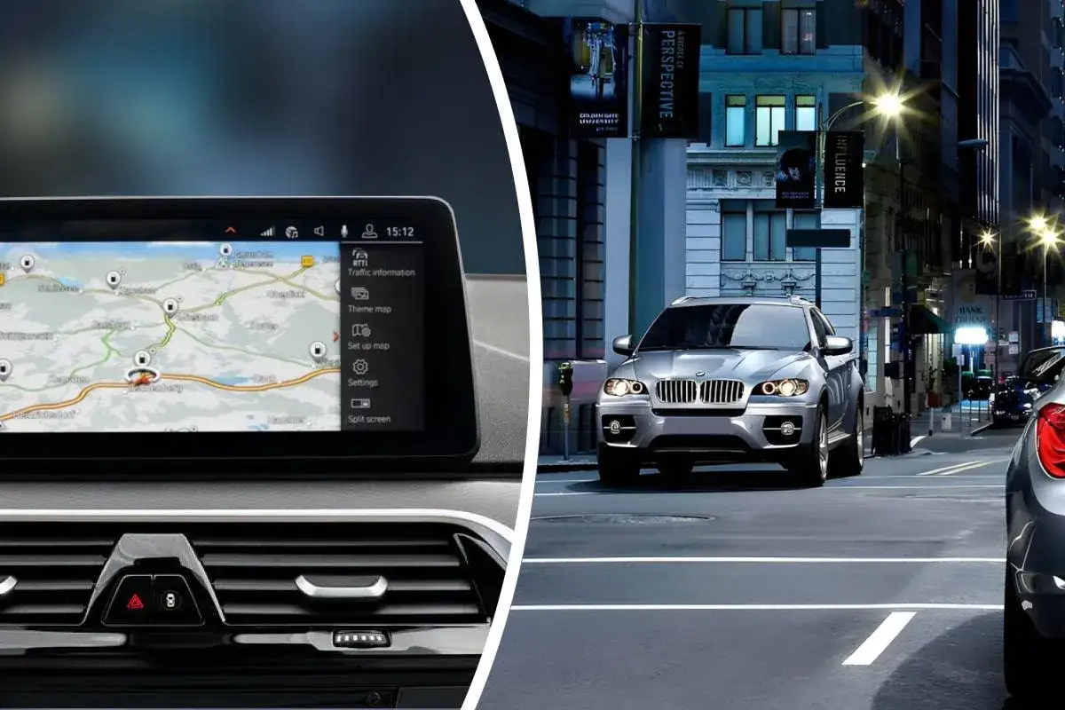 Nawigacja w samochodzie BMW pokazuje mapę. Dowiedz się, jak zaktualizować GPS, by zawsze trafiać do celu.