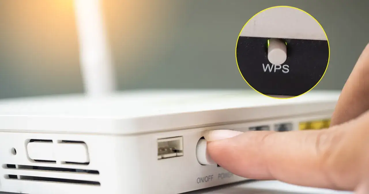 Palec naciska przycisk WPS na routerze. WPS co to? To łatwy sposób na połączenie urządzeń z siecią Wi-Fi.