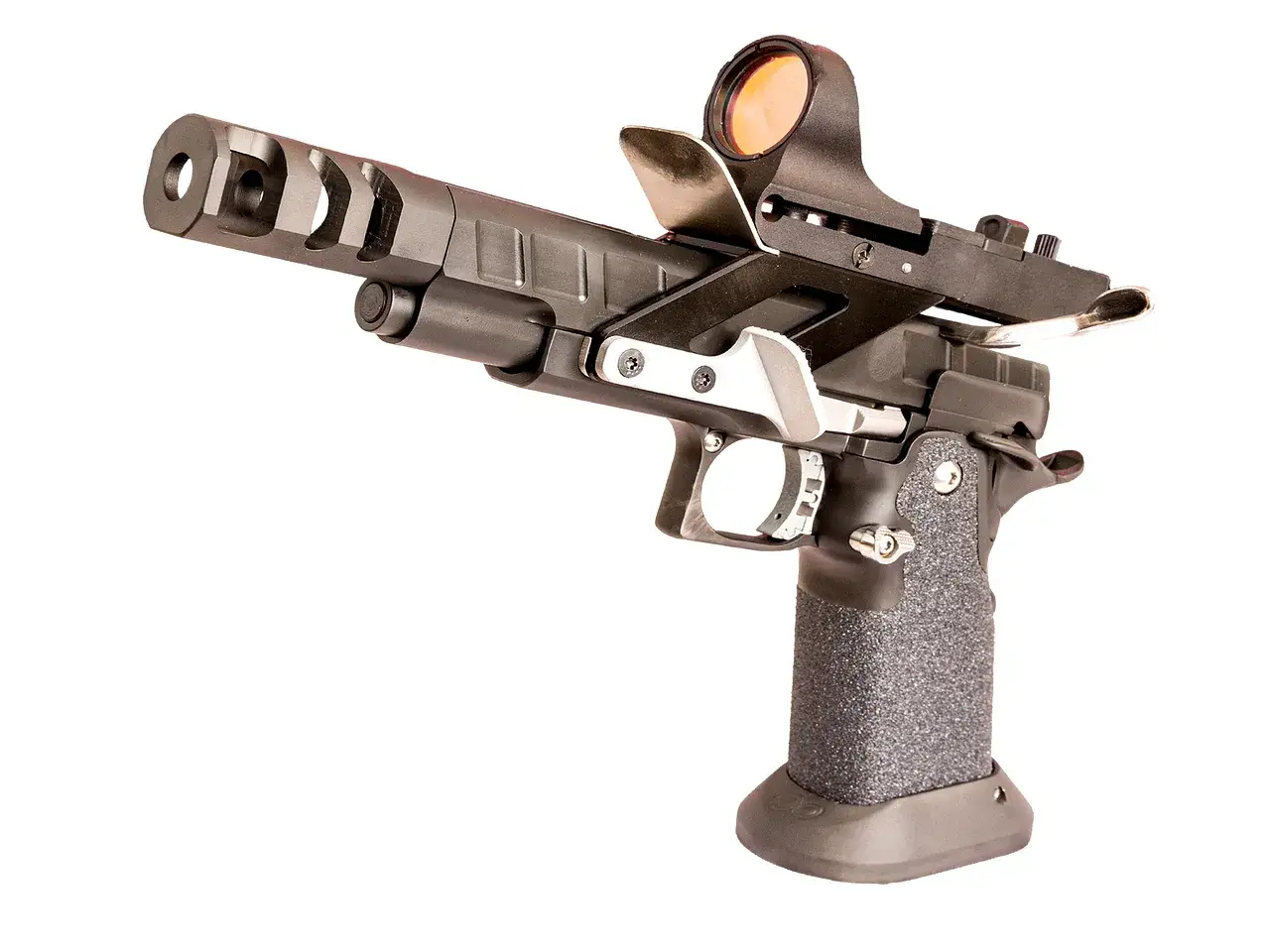 Pistolet sportowy z kolimatorem, idealny do strzelectwa dynamicznego IPSC. Co to jest IPSC? To sportowa konkurencja strzelecka.