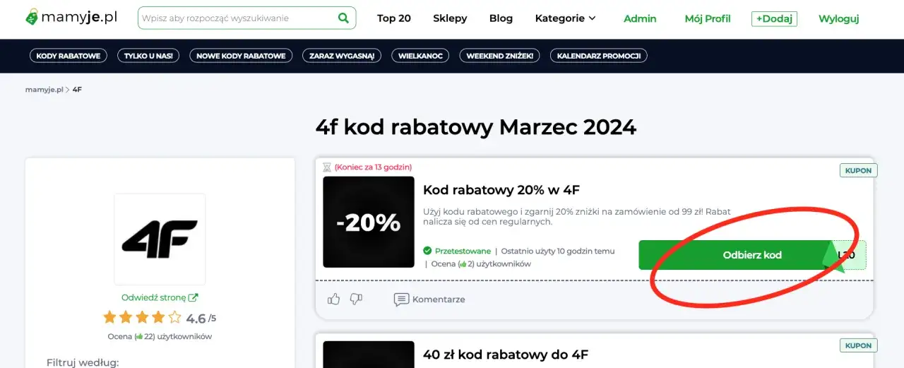 Kalendarz wyprzedaży 4F