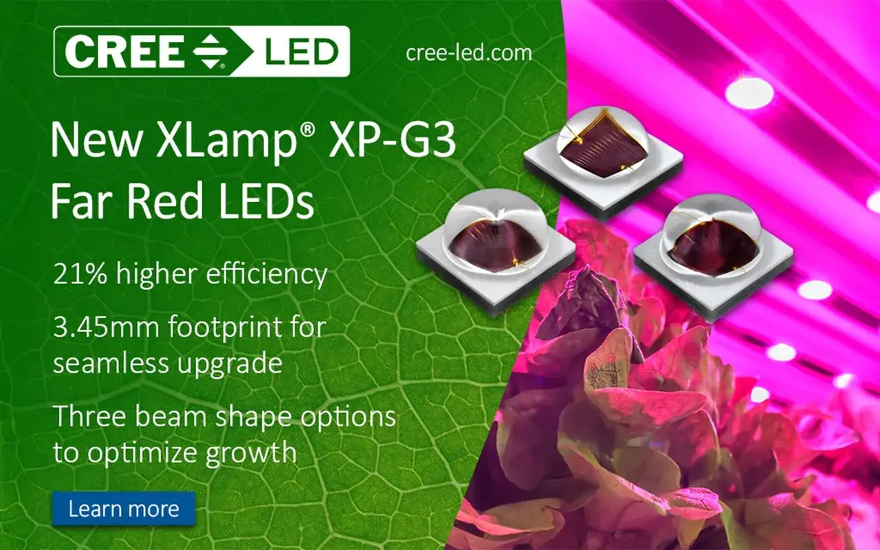 Nowe diody Cree XLamp XP-G3 Far Red LED, różne rodzaje, zwiększają wydajność upraw.