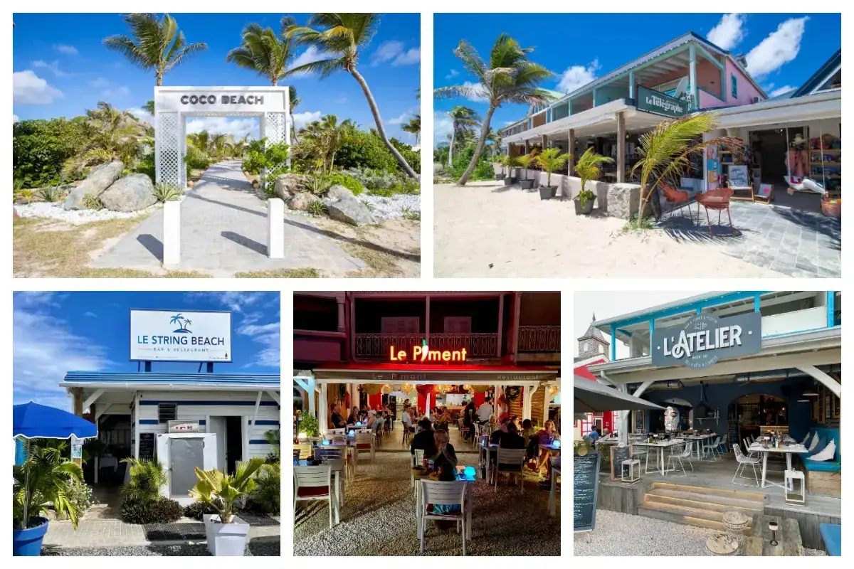 Pięć ujęć plażowych restauracji, w tym 