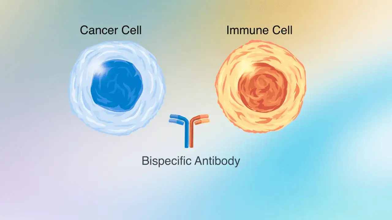 Bispezifischer Antikörper verbindet Krebszelle und Immunzelle – eine neue Therapie gegen Non-Hodgkin-Lymphom.