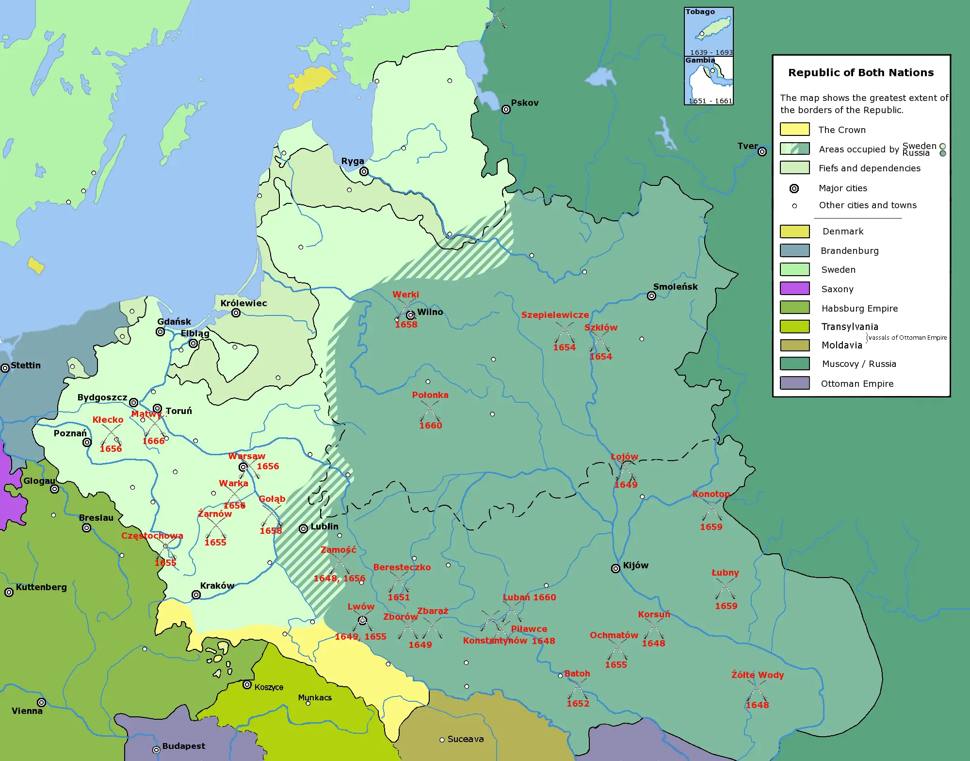 Potop szwedzki mapa bitwy