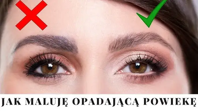 makijaż dla opadającej powieki przed po