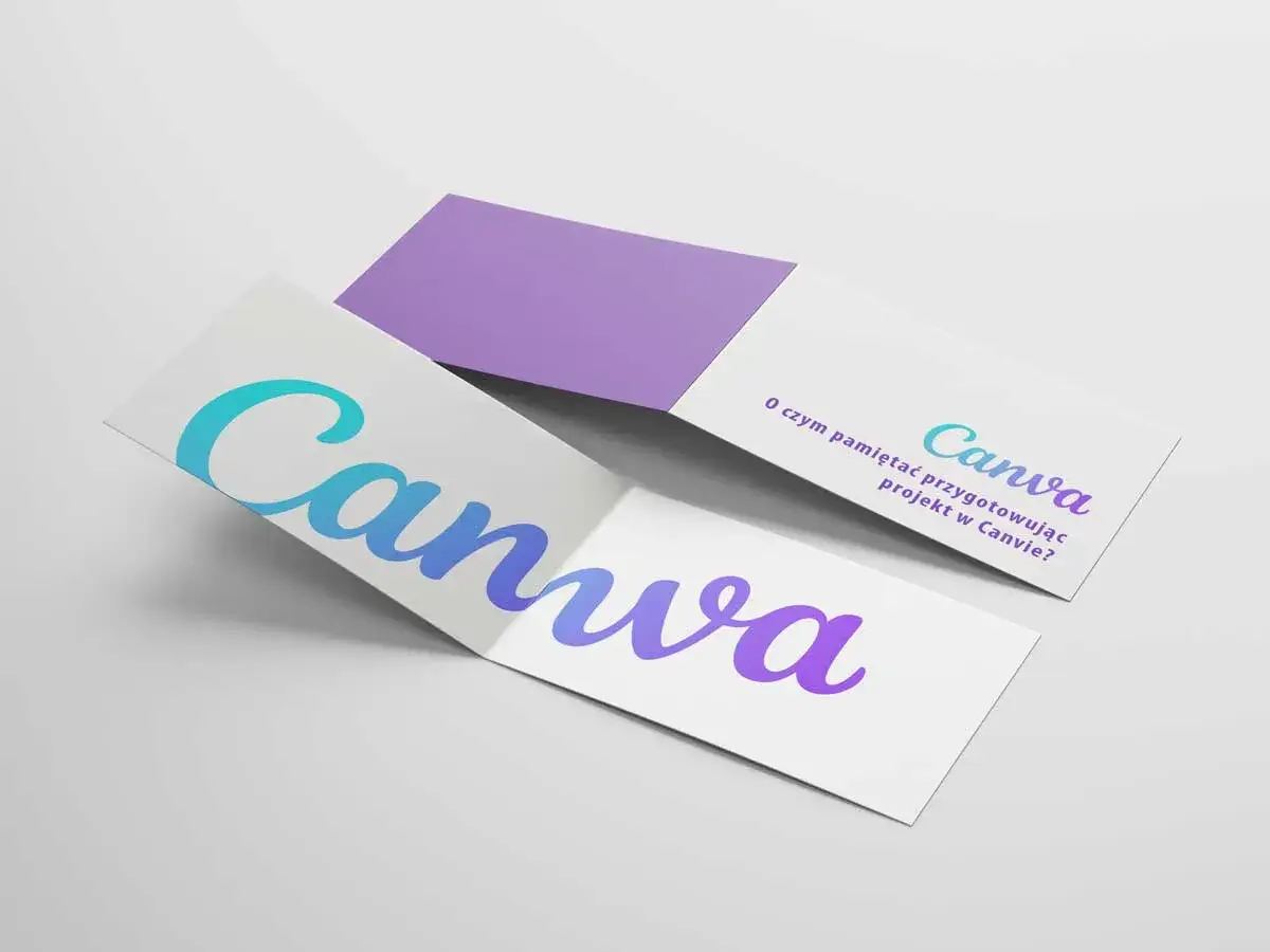 Ulotki z logo Canva, idealne do drukowania. Dowiedz się, o czym pamiętać, przygotowując projekt w Canvie.