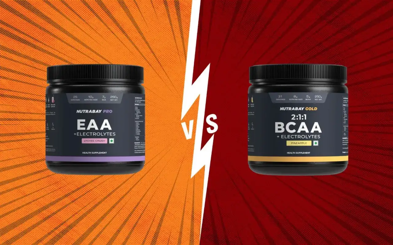 EAA vs BCAA: dwa suplementy diety Nutrabay Pro i Nutrabay Gold.