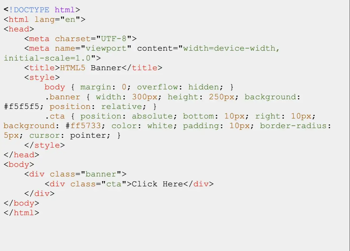 Kod źródłowy baner html z elementem CTA 