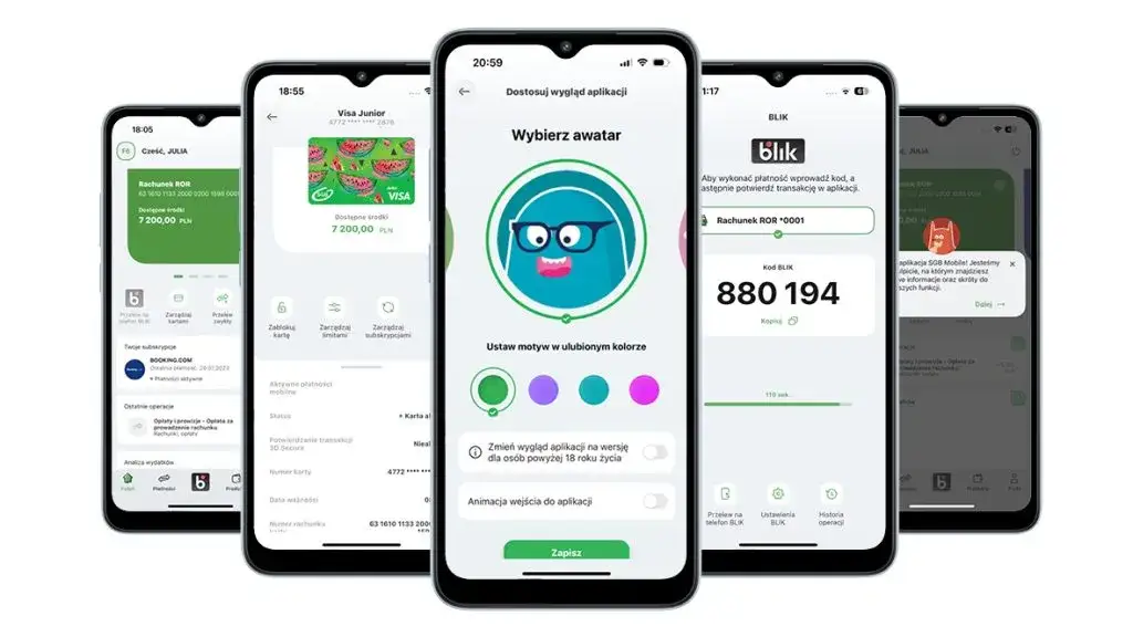 ikony aplikacji mobilnych banków spółdzielczych SGB Mobile Nasz Bank BS Go porównanie