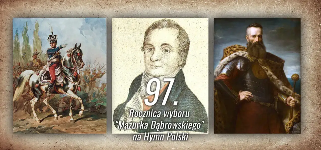 Trzy obrazy: żołnierz na koniu, portret mężczyzny z napisem 