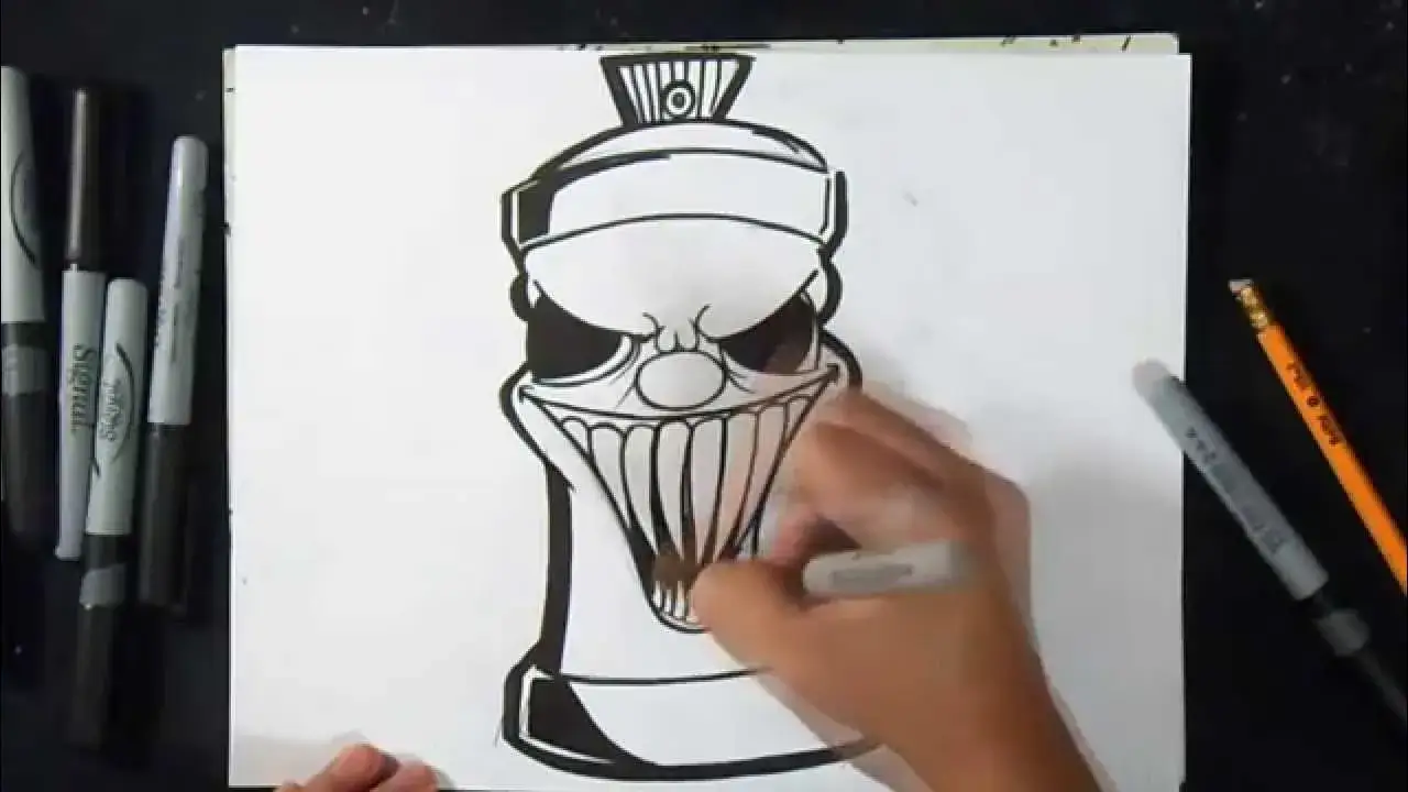 Graffiti Spraydose Anatomie zeichnen Schritt für Schritt