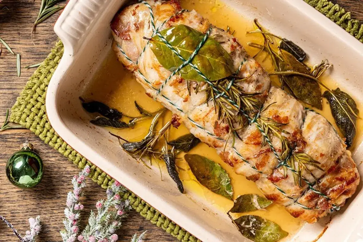 Arrosto di vitello natalizio con contorno