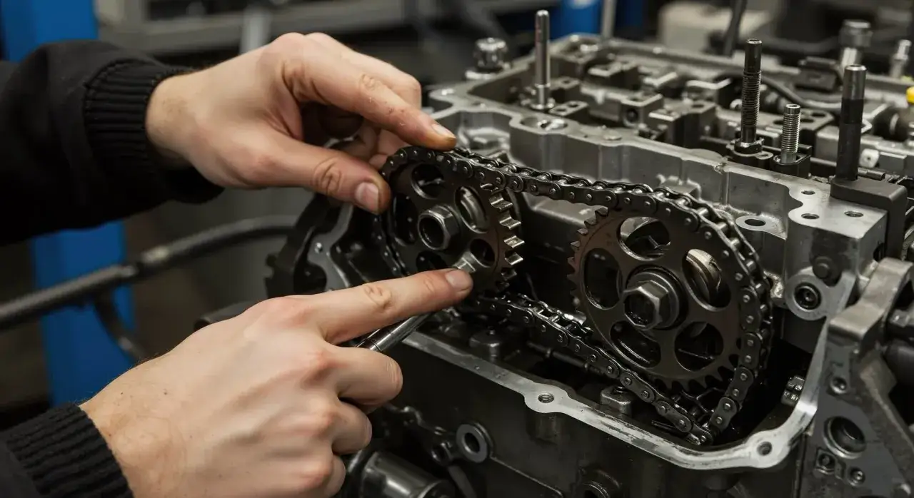 Mechanik sprawdza rozrząd silnika. Chcesz wiedzieć, jak sprawdzić rozrząd po numerze VIN?