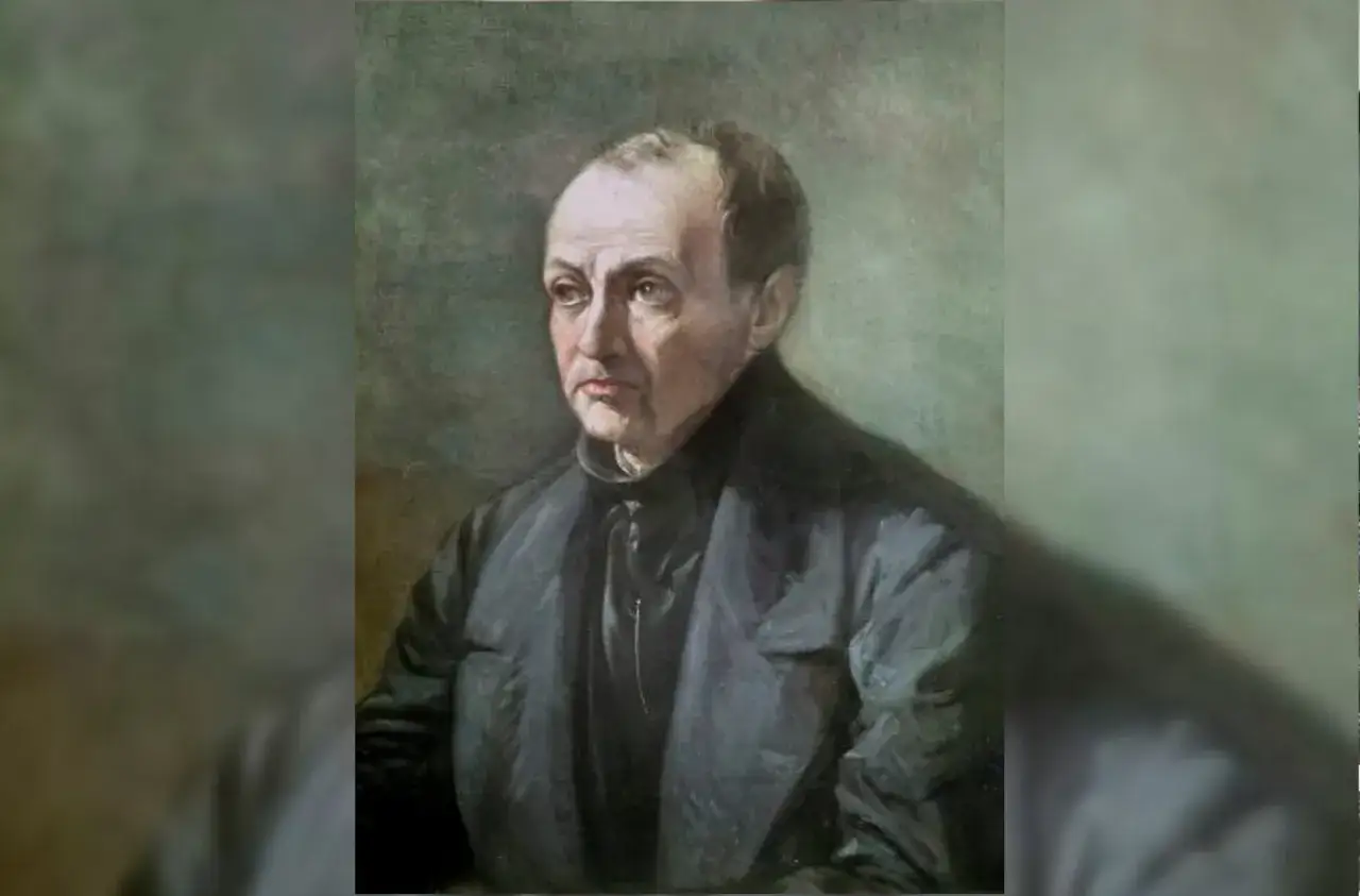 Portret Augusta Comte'a, filozofa, od którego nazwę wziął pozytywizm.