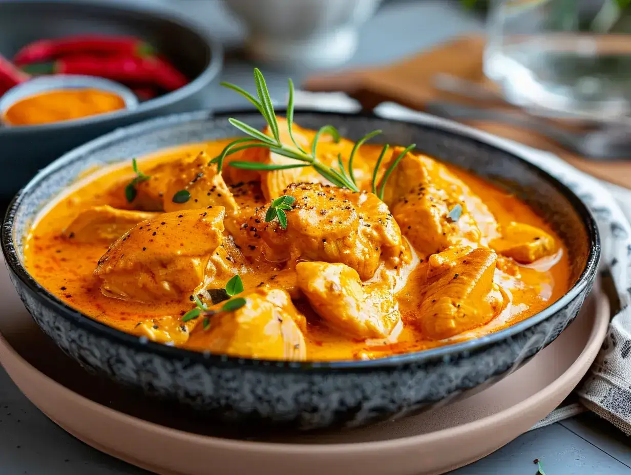 En kr&auml;mig kycklingr&auml;tt i en sk&aring;l, perfekt f&ouml;r ett ica recept. Kryddad med &ouml;rter och peppar.