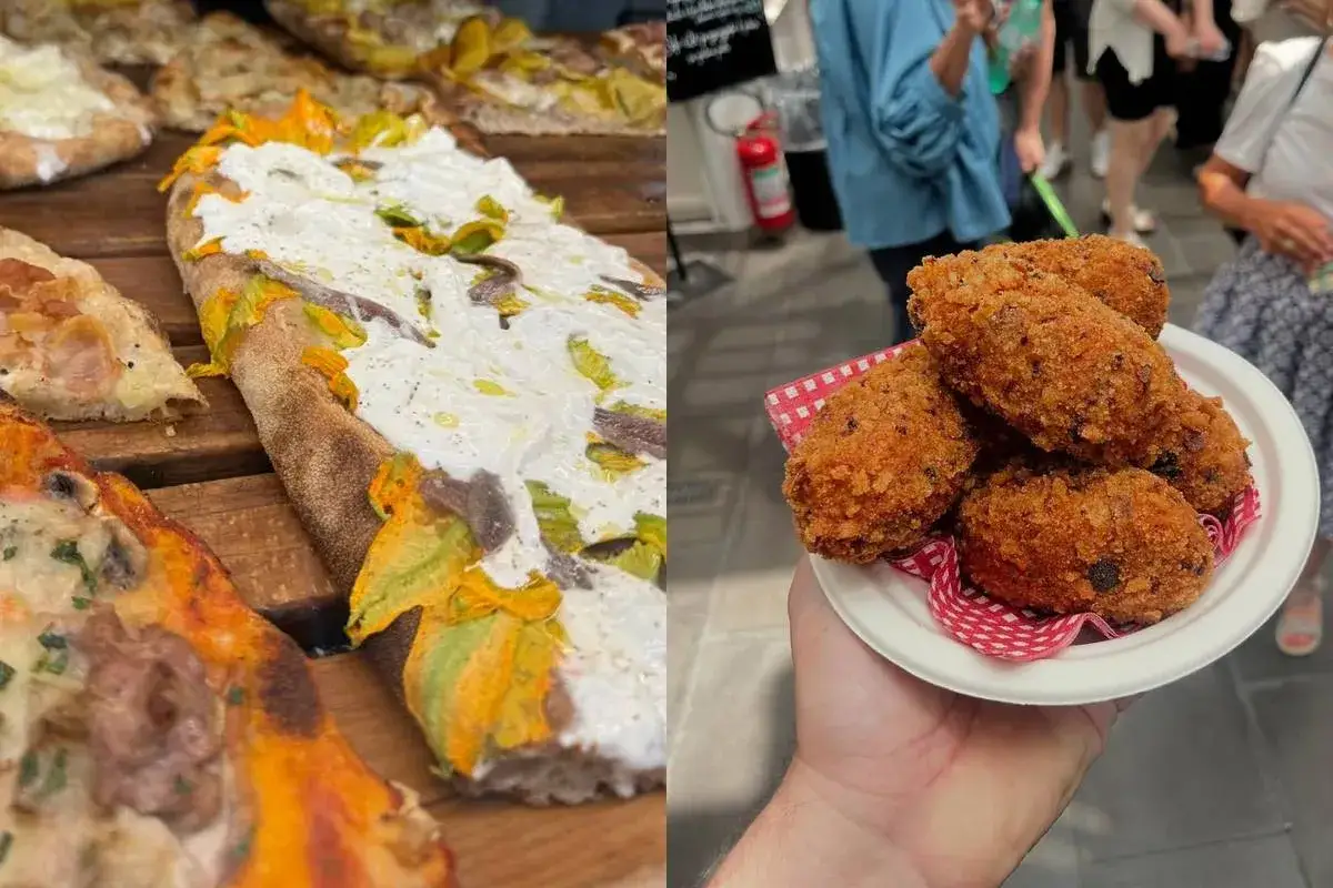 Pizza con fiori di zucca e supplì croccanti, un assaggio di cosa vedere a Testaccio.
