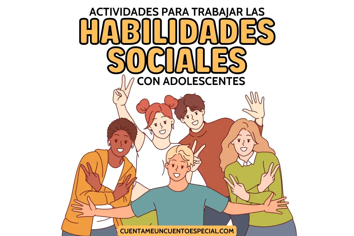 Un grupo de adolescentes sonr&iacute;e y hace gestos de paz, celebrando actividades para trabajar las habilidades sociales.