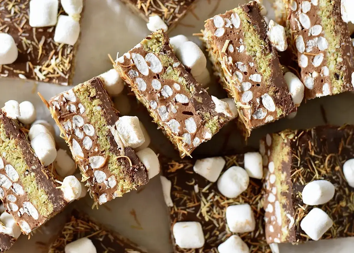 Chokladkakor med marshmallows och kokosflingor, perfekt för ett enkelt salt karamell recept.