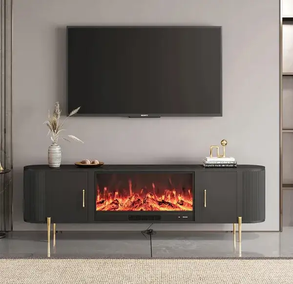 Zdjęcie Chimenea y TV en salones peque&ntilde;os: &iquest;c&oacute;mo integrarlos con estilo?