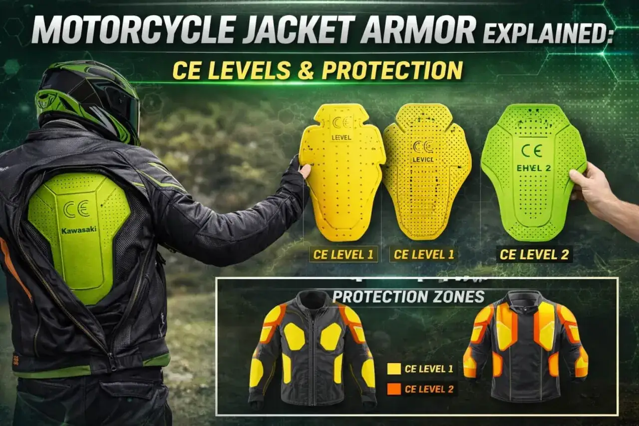 Comparativa de protecciones moto nivel 1 y 2 para chaquetas. Muestra diferentes niveles de armadura y zonas de protecci&oacute;n.