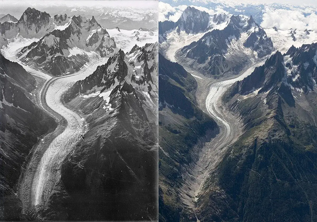 Gletscherrückgang Mont Blanc