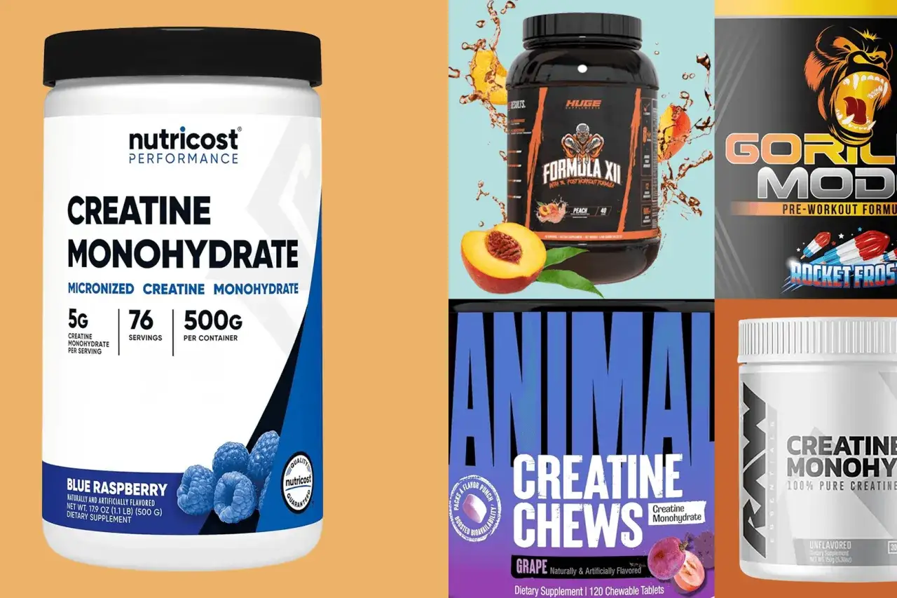 Flera kreatinprodukter visas, inklusive Nutricost Creatine Monohydrate, Huge Supplements Formula XII, Gorilla Mode och Animal Creatine Chews. Dessa &auml;r alla bra alternativ f&ouml;r den som s&ouml;ker core creatine caps pro.