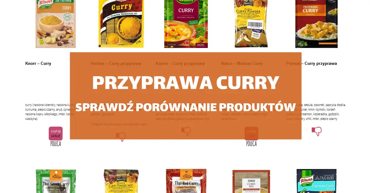 różne rodzaje przypraw curry w proszku i ich składniki