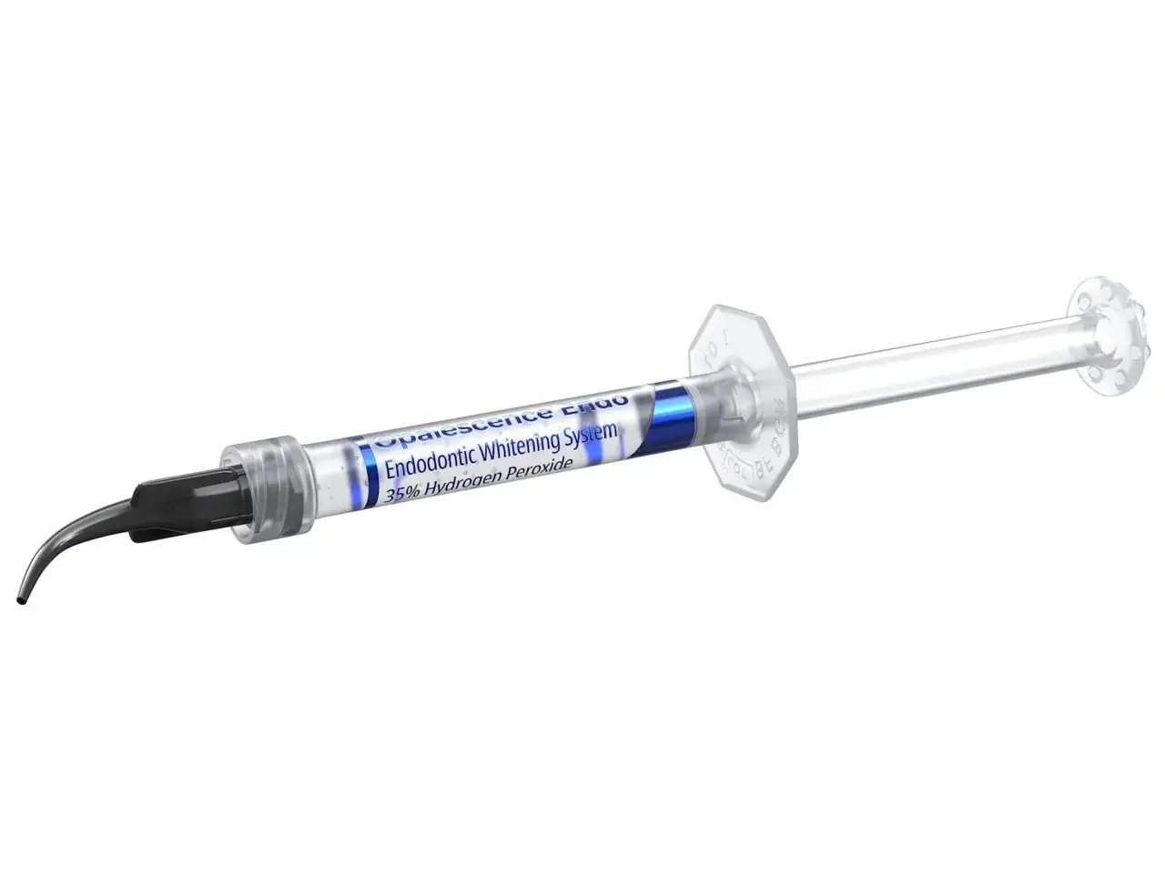 Strzykawka z preparatem Opalescence Endo do wybielania martwego zęba.
