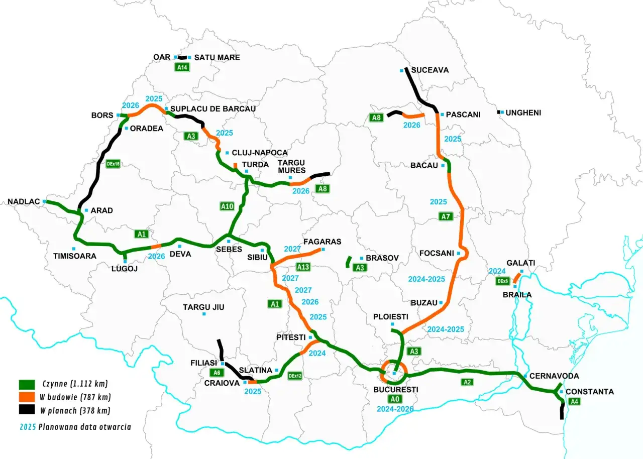 Mapa płatnych autostrad Węgry 2026