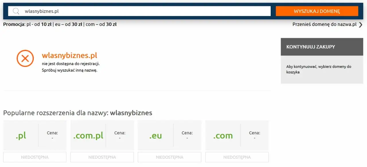 Szukasz jak kupić domenę? Nazwa