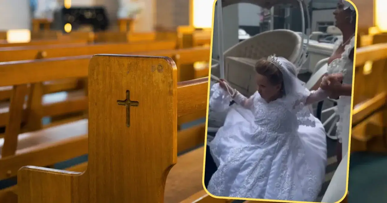 Dziewczynka w bieli, po białym tygodniu po komunii, wysiada z karocy.