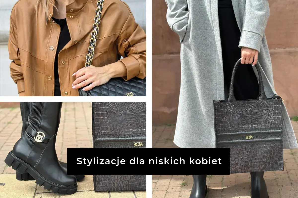 Stylowe kozaki dla niskiej osoby, skórzana kurtka i elegancka torebka. Idealne dopełnienie jesiennych stylizacji.